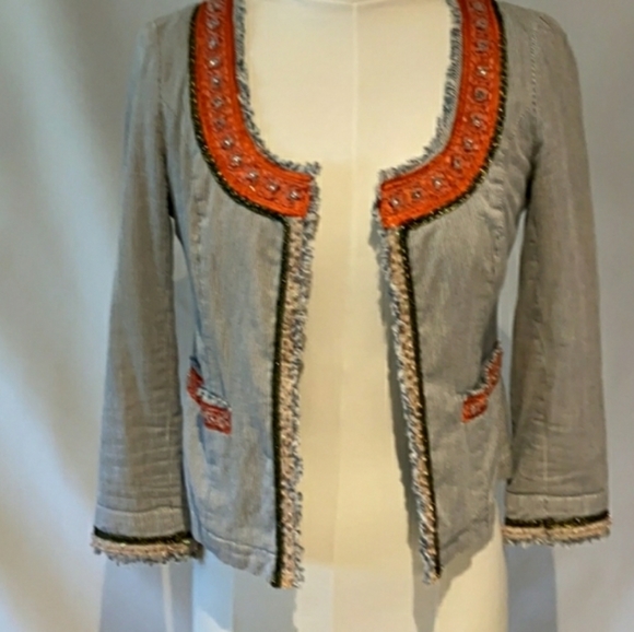 Vintage Free People Beaded Pin Stripe Jacket - Picture 7 of 13